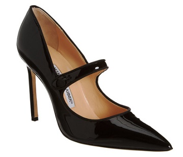 Pointed-Toe Mary Jane Pumps Heel