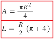 Quarter Circle Formulae if radius is given