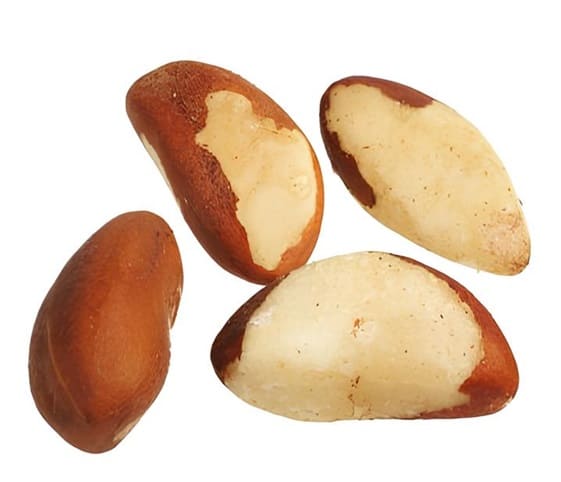 Brazil nut A collection of Brazil nuts displayed on a clean white background.