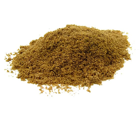 Coriander Powder A close-up view of a pile of coriander seeds powder.