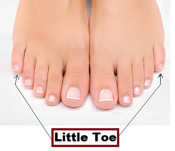Little Toe A woman's feet displayed prominently, with the phrase little toe.