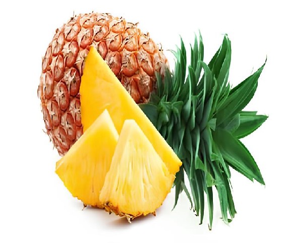 It is a large sweet fruit that is yellow inside and has a thick brown skin with sharp points. Pineapples grow in hot countries.