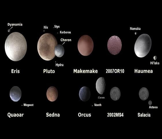Dwarf Planets An image featuring dwarf planets of the solar system.