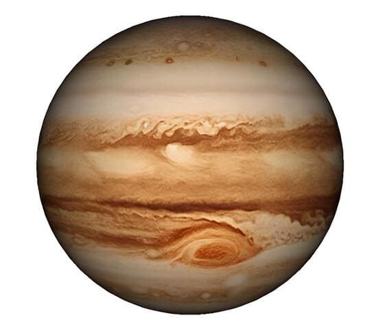 Jupiter An image depicting the planet Jupiter, showcasing its distinctive bands and swirling storms in vibrant colors.