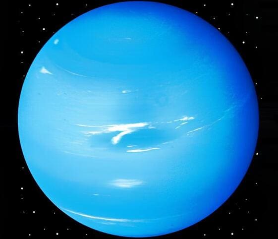 Neptune An image of Neptune, the eighth planet from the Sun, featuring its striking blue appearance and dynamic cloud patterns.