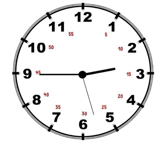 Quarter to clock A clock displaying numbers, indicating the time 2:45.