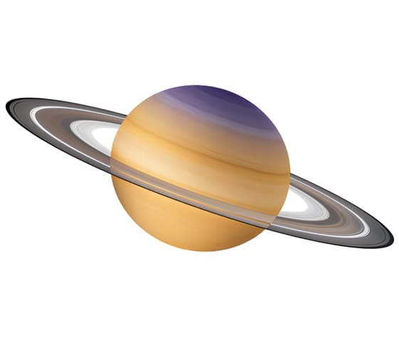 Saturn Vector illustration of Saturn, featuring its iconic rings, isolated on a white background.