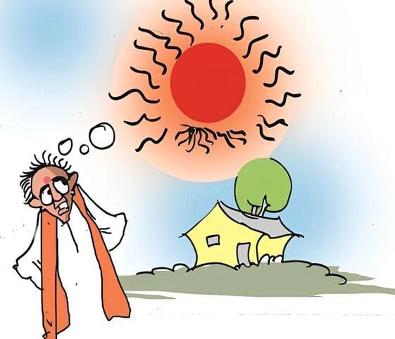 Summer Season A cartoon depicting a man gazing at the sun, embodying the warmth and brightness of the summer season.