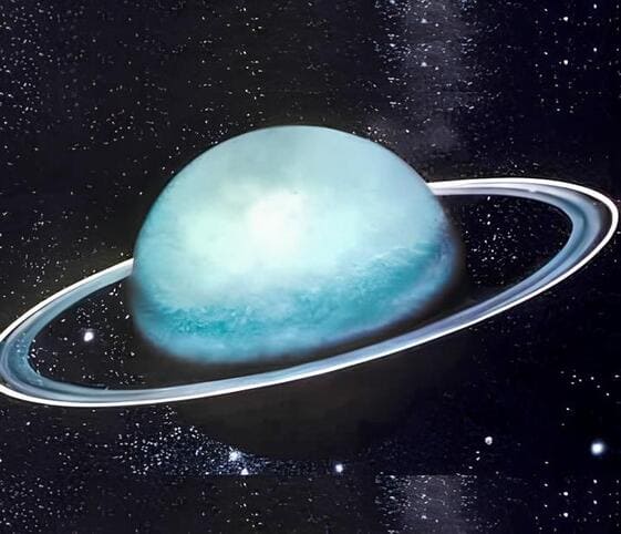 Uranus The planet Uranus is depicted, highlighting its stunning rings and unique atmospheric features in the cosmos.